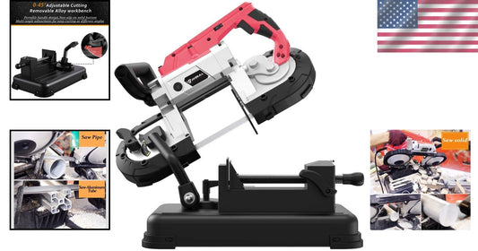 Cut with Precision: Upgraded Portable Band Saw with LED Spotlight & Alloy Base