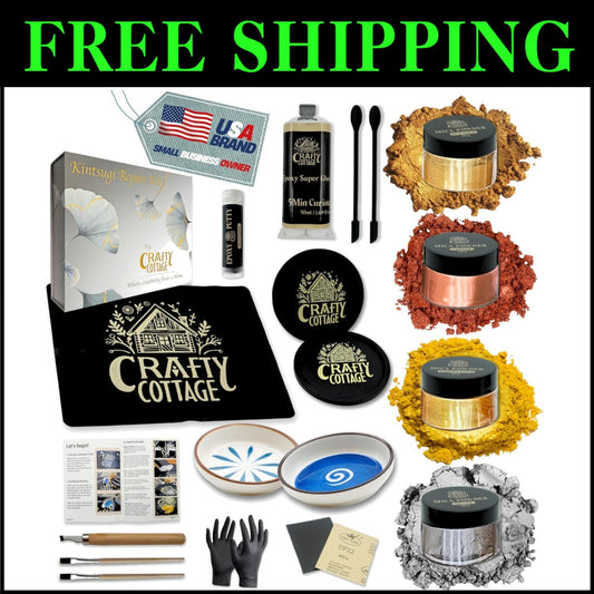 All-in-One Kintsugi Ceramic Repair Kit with Epoxy Glue, Tools & Instructions