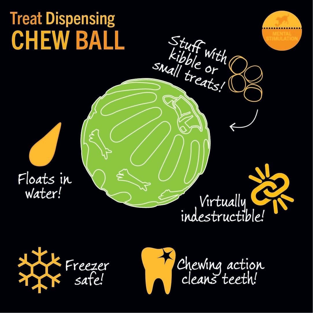 Pack of 5 Green Dog Chew Balls - Treat Dispensing Fun for Active Pets