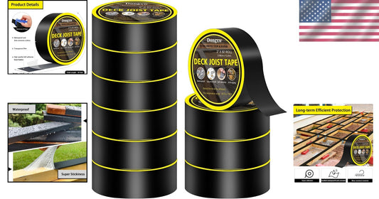 Weather-Resistant Butyl Deck Joist Tape 10 Rolls - Moisture Barrier for Outdoors