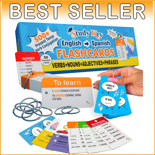 Portable 500+ Flash Cards Set: Learn Spanish with Engaging Visuals & Resources