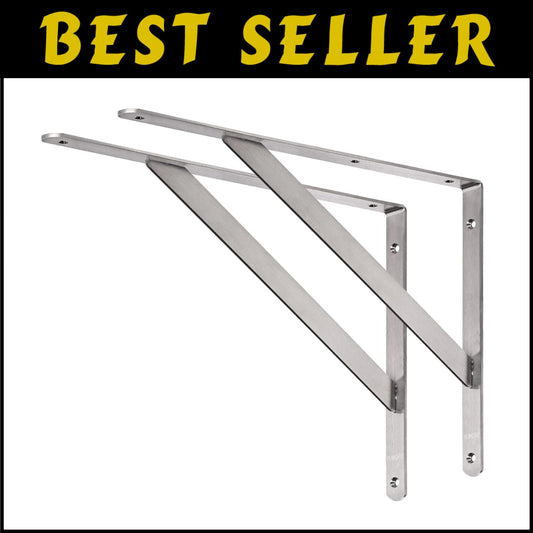 Thickened 18" Stainless Steel Shelf Support Brackets, 550 lb Capacity - 2 Pack