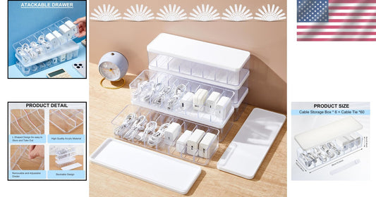 Multi-Functional Clear Cord Storage Box - Ideal for Cables and Office Supplies
