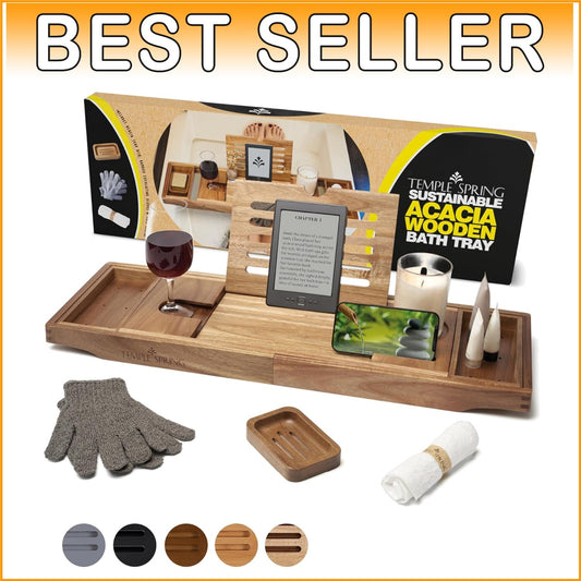 Elegant Wooden Bath Tray for Tub - Adjustable Acacia Spa Caddy & Accessories