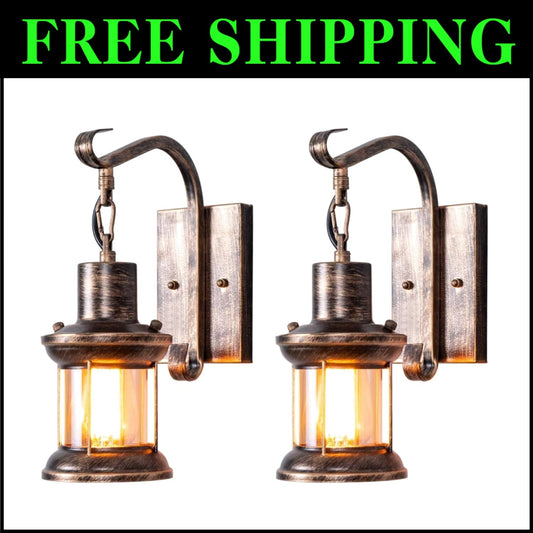 Stylish Industrial Vintage Wall Light Fixtures - Durable 2-Pack for Indoor Use