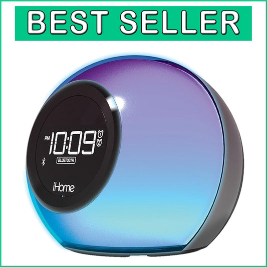 Bluetooth Alarm Clock Radio with Color-Changing Lamp & USB Charging Port