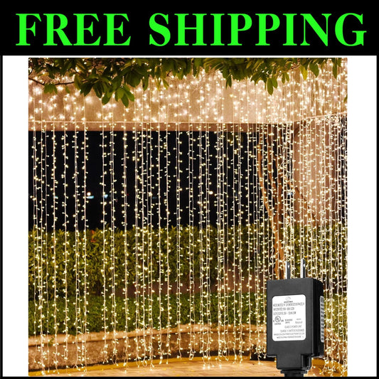 8 Mode Warm White LED Curtain Lights - Perfect for Weddings and Festive Decor