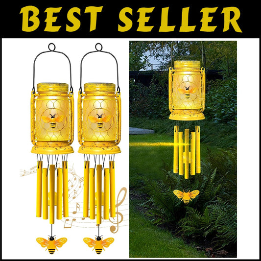 Charming Solar Bee Wind Chimes - Unique Outdoor Decor with Easy Installation