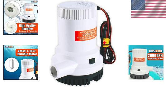 Efficient Marine Bilge Pump – 12V, 2000 GPH Flow with Stainless Steel Features