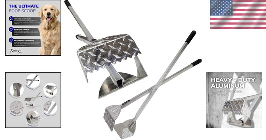 Heavy-Duty Dog Poop Scooper - Durable Aluminum Waste Shovel for Easy Cleanup