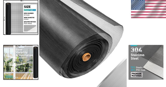 High Visibility Black Metal Screen Roll, 47” x 16FT – Ideal for Windows & Doors
