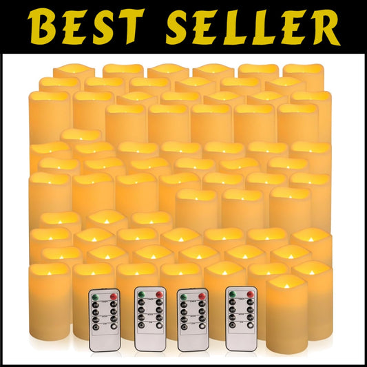 Set of 72 Waterproof Flameless Candles - Romantic, Safe Lighting for Kids & Pets