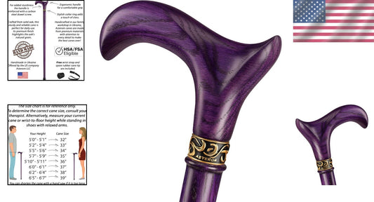 Stylish Hardwood Oak Walking Cane - 36" Ergonomic & Durable Design for Seniors