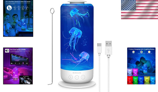 Dynamic Jellyfish Lamp for Home & Office, 4 Speed Modes and Color Changing Light