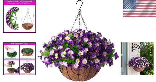 DIY 12-Inch Hanging Flower Arrangement with Lifelike Petunias & Morning Glories