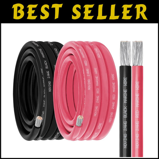 Heavy-Duty 2 AWG Marine Wire - 25FT Red & 25FT Black for Extreme Environments