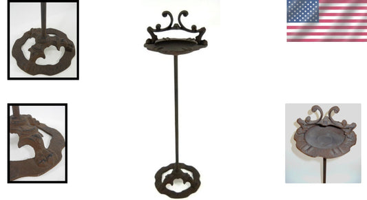 Elegant Vintage Ashtray with Handle - 25” Cast Iron Floor Stand Design
