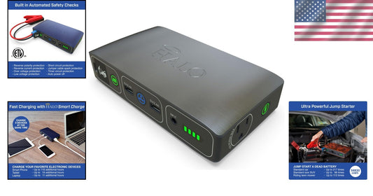 Compact Bolt Car Jump Starter with Emergency Floodlight & USB Charger - Gray