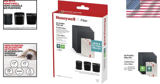 Effective HEPA Air Purifier Kit - 3 HEPA R & 4 Carbon Pre-Cut Filters Included