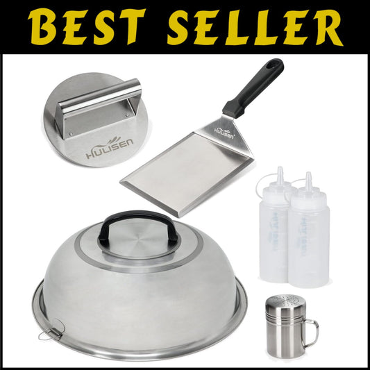 Complete BBQ Accessories Kit with Burger Press, Basting Cover & Spachula