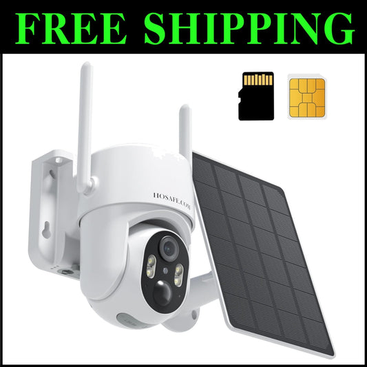 4G LTE Solar Security Camera with 2K HD Night Vision - Wireless & Weatherproof