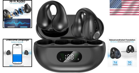 AI Translation Earbuds - 144 Languages, Real-Time, Black - Ideal for Travelers