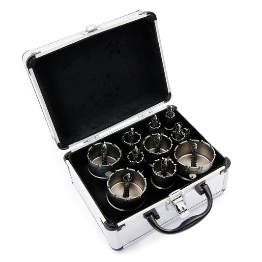 14-Piece TCT Hole Saw Kit - Tungsten Alloy Drill Bits for Metal Cutting