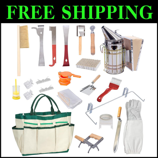 Durable Beekeeping Supplies Kit: 22 Tools for Hive Inspection & Honey Harvesting