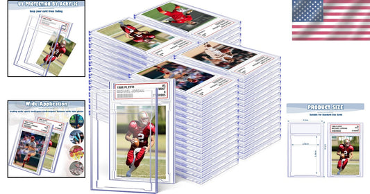Durable Transparent Trading Card Holders - 100 Pack with Diamond Edge Design