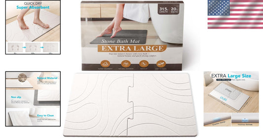 Stylish Quick Dry Bath Mat 32" x 20" – Non-Slip Diatomite for Elegant Bathrooms