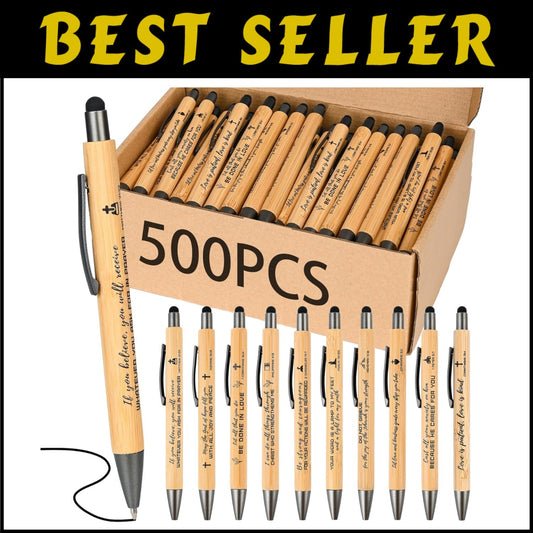 Inspirational Christian Pens with Stylus - 500 Pack for Office & School Use