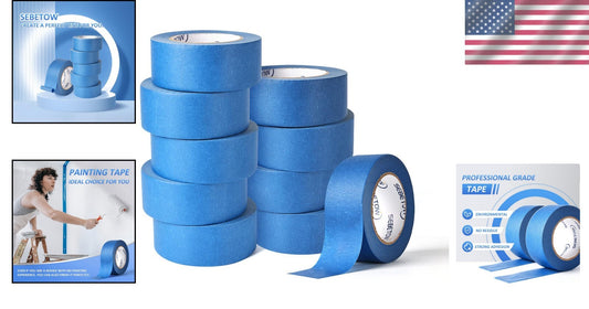 Professional Grade Painters Tape - 10 Rolls Blue Masking Tape, 2" x 55 Yards