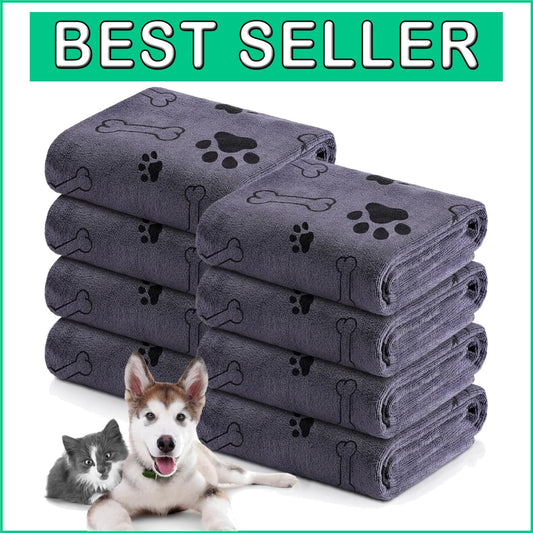 Soft & Quick-Drying Pet Towels - 8 Pack Microfiber Towels for Dogs, 55 x 28 Inch