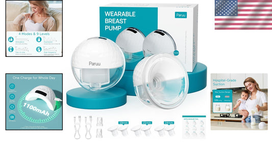 BPA-Free Hands-Free Breast Pump - Smart LED, 2 Pack with Multiple Flange Sizes