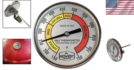 Made in USA Professional Grill Thermometer - Durable Stainless Steel Design