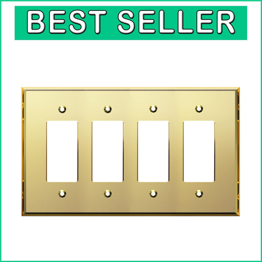 Chic 4-Gang Gold Acrylic Wall Plate with Reflective Finish - Luxe Decor Upgrade
