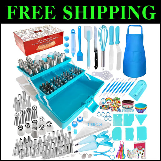 Professional Cake Decorating Kit - 368 Pieces with Piping Tips & Storage Box