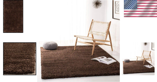 Durable Indoor Brown Shag Rug - 3' x 5' Non-Shedding for Cozy High Traffic Areas