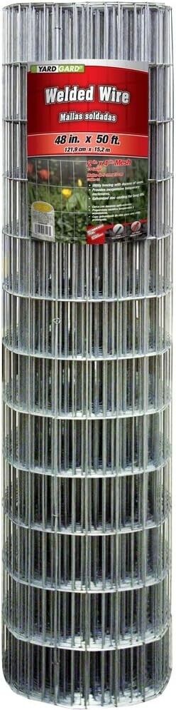 Multi-Purpose 48" Welded Wire 200 Sq Ft Galvanized Fence for Gardens & Animals