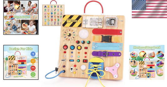 All-in-One Montessori Busy Board for Kids 1-3 - Fun Educational Learning Tool