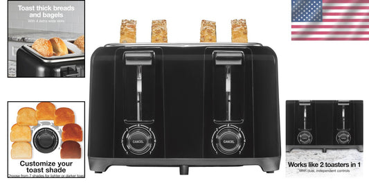 Reliable 4-Slice Toaster with Toast Boost & Auto Shut-off - Black Brushed Finish