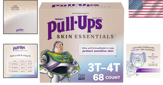 Hypoallergenic Boys' Potty Training Pants, 3T-4T, 68 Ct - Skin-Friendly Comfort