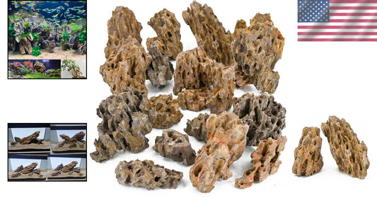 20LB Dragon Stone Aquarium Rock - Enhances Aquatic Life & Decor (2-8 Inches)