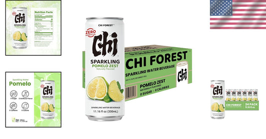 All-Natural Pomelo Sparkling Water - 24 Pack of 11.16 oz Cans, Zero Calories