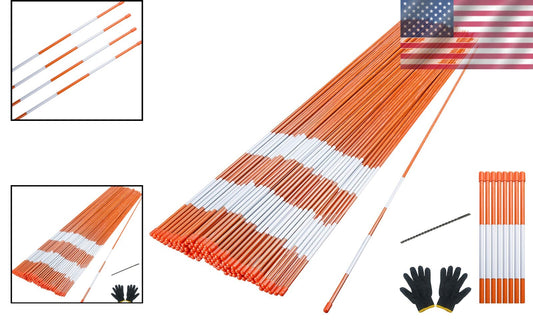 Flexible Fiberglass Driveway Markers - 100PCS Reflective Night Visibility Poles