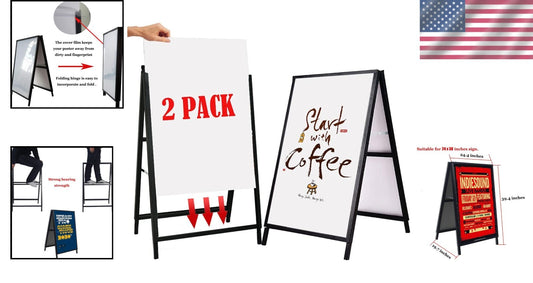 Durable Outdoor A-Frame Sign for 24x36 Posters - Includes Anti-Glare Covers