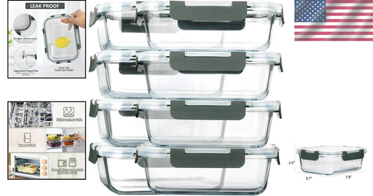 Durable 30 Oz Borosilicate Glass Containers - 8 Pack with Space-Saving Design