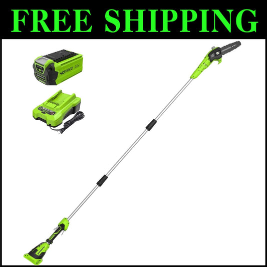 40V 8-Inch Cordless Polesaw with Battery & Charger - Effortless Tree Trimming