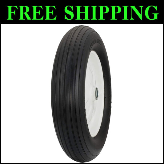 Durable Flat Free 4.80/4.00-8 Tire with Ribbed Tread for Heavy Loads