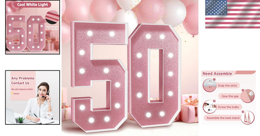 Rose Gold Light-Up Numbers – Perfect 50th Anniversary Tabletop Decoration